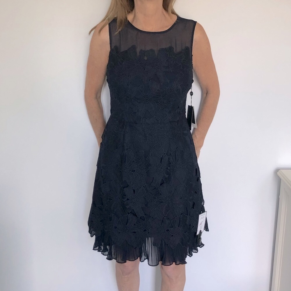 NWT Adrianna Papell Black Lace Sheath Dress - Picture 1 of 6